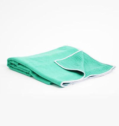 TRIBE Get a Grip Towel - Emerald - folded with corner turned over | Eco Yoga Store