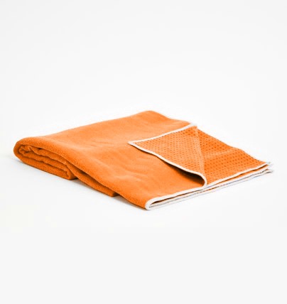 TRIBE Get a Grip Towel - Mandarin - folded with corner turned over | Eco Yoga Store