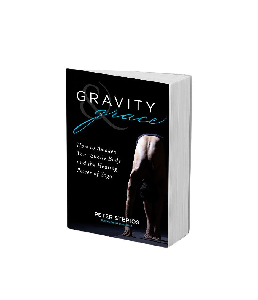 Gravity & Grace - book standing upright 45 degree angle - Peter Sterios | Eco Yoga Store