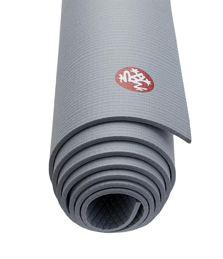 Manduka PROLite 5mm - Shadow - rolled end on | Eco Yoga Store