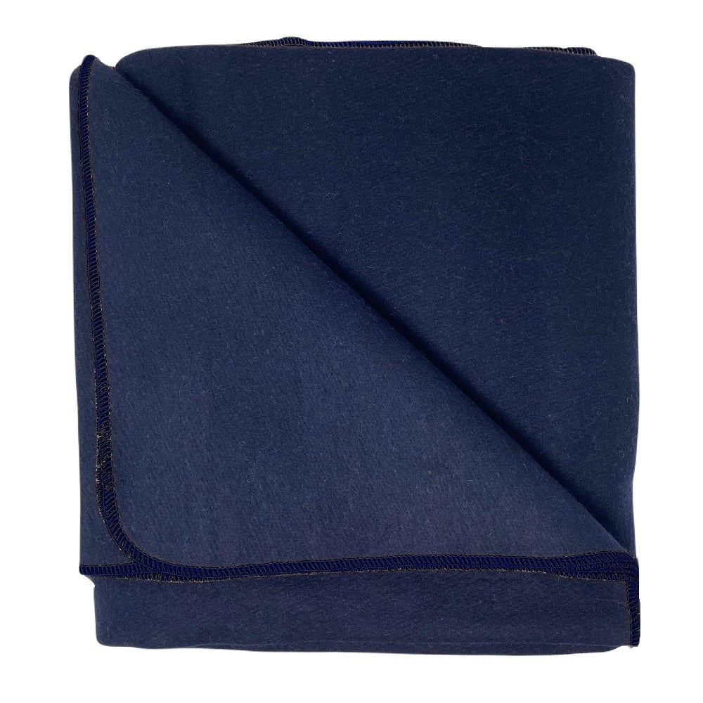 TRIBE ReGen Wool Blanket - Navy - Folded square with corner turned over | Eco Yoga Store