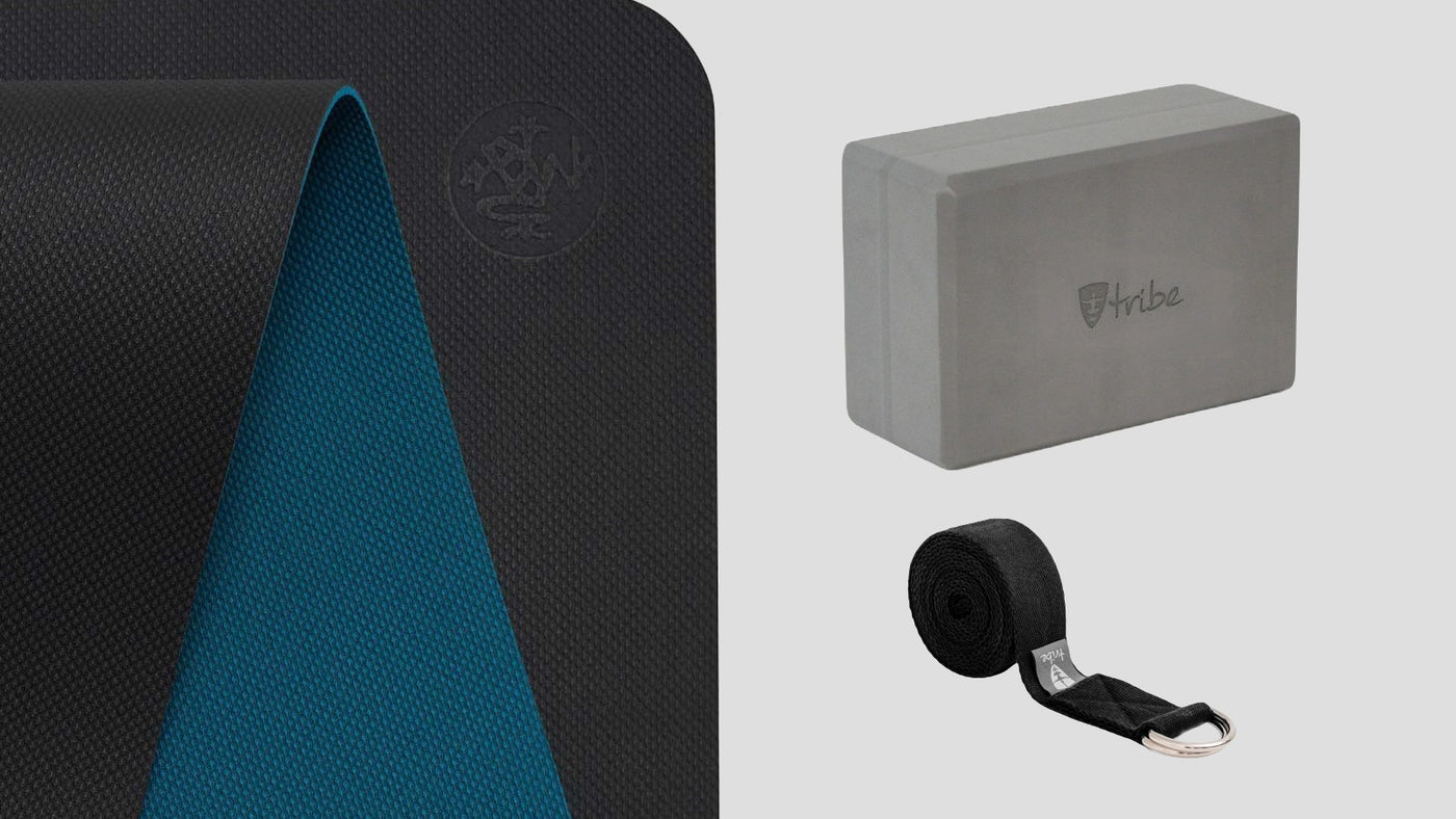 Manduka Begin Mat 5mm Yoga Mat, Tribe Standard Foam Block , Tribe Cotton Yoga Strap - Yoga Starter Kit | Eco Yoga Store