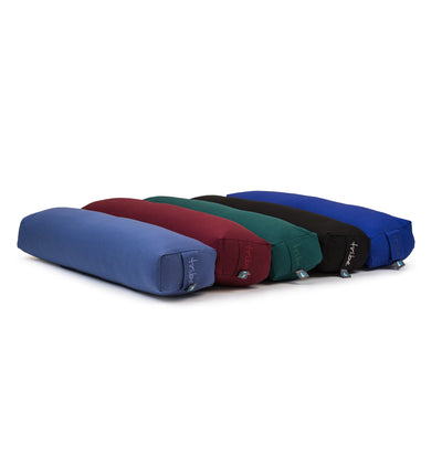 TRIBE Rectangular Lean Bolster - Organic Cotton - group shot of all colours | Eco Yoga Store 