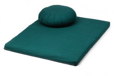 TRIBE - Zafu Meditation Cushion paired with a Zabuton Meditation Mat - Deep Forest | Eco Yoga Store