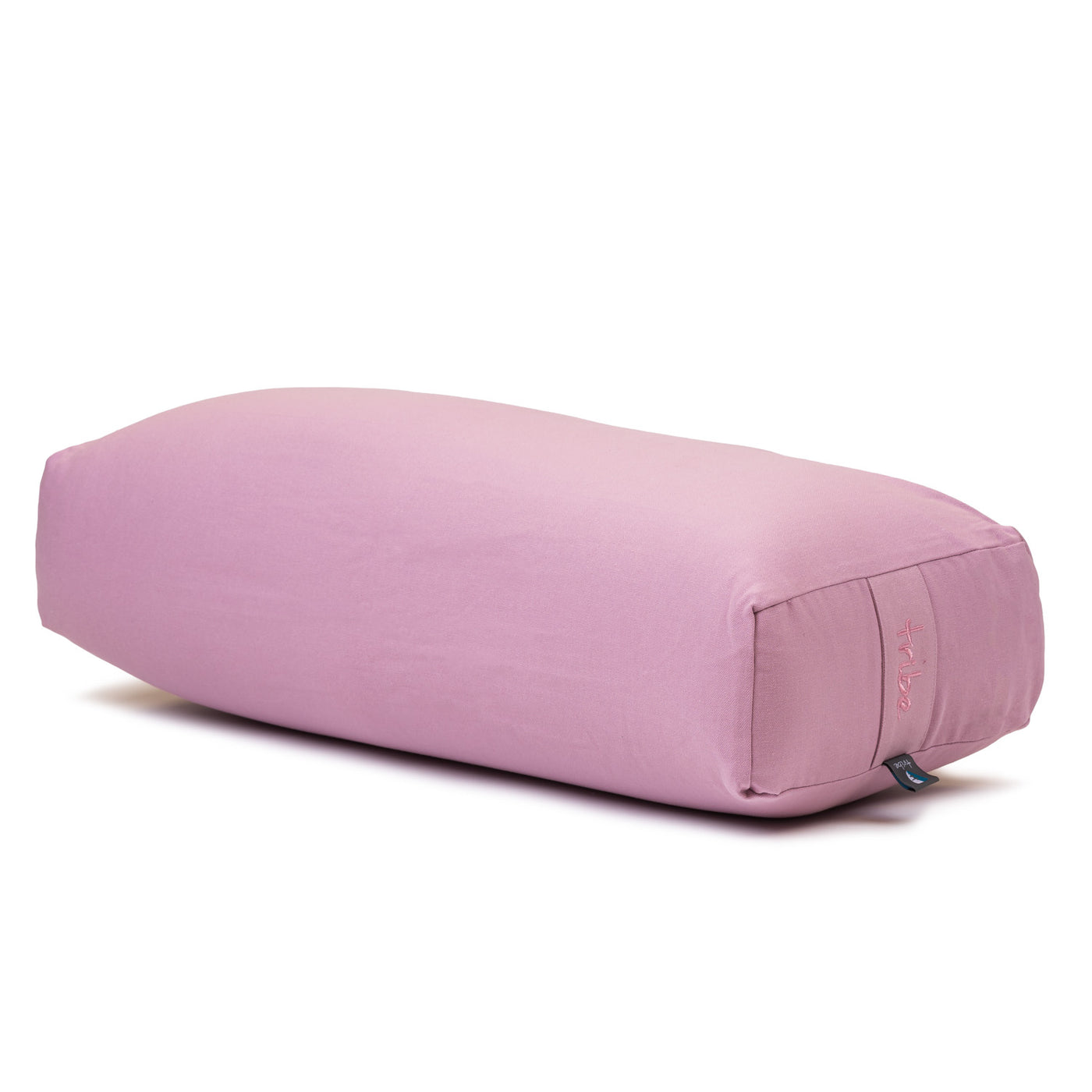 TRIBE Rectangular Bolster - Organic Cotton Cover - Dawn Pink - 45 degrees angle | Eco Yoga Store 