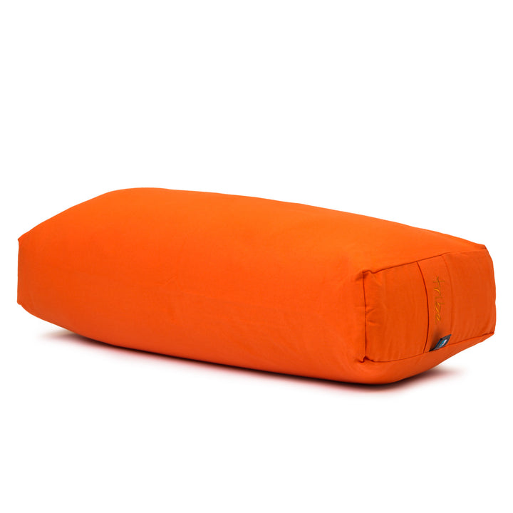 TRIBE Rectangular Bolster - Organic Cotton Cover - Mandarin - 45 degrees angle | Eco Yoga Store 