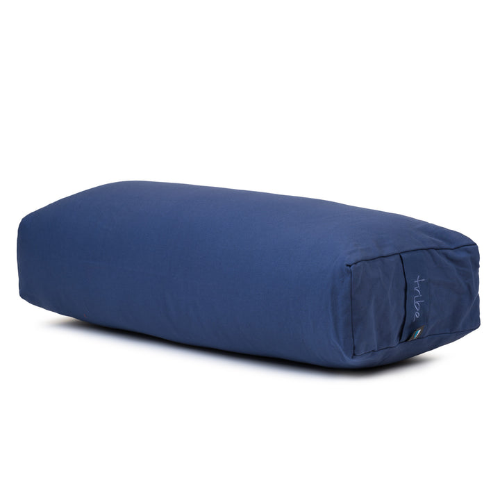 TRIBE Rectangular Bolster - Organic Cotton Cover - Twilight - 45 degrees angle | Eco Yoga Store 