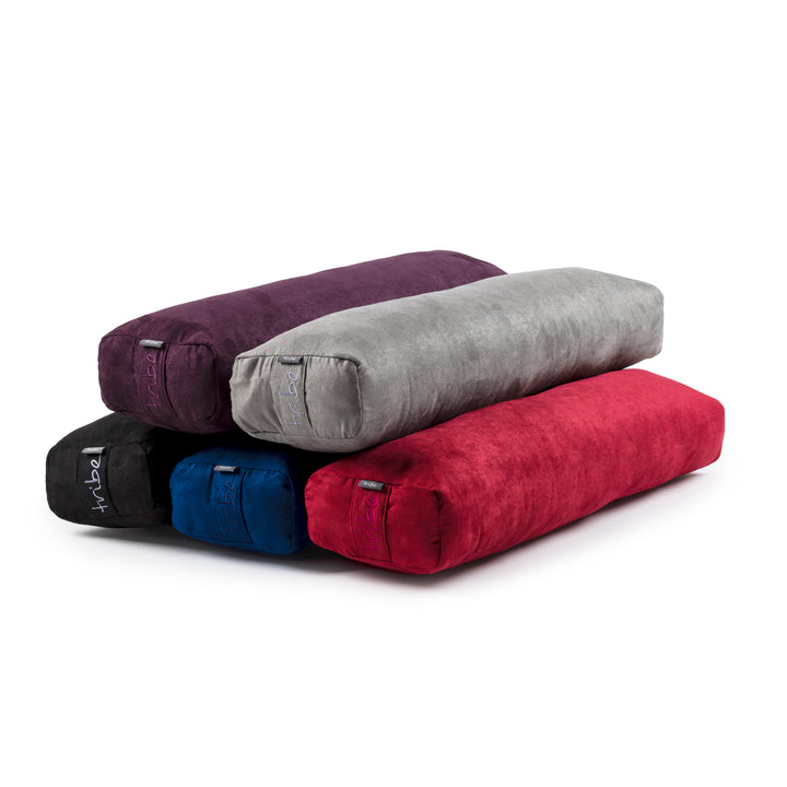 TRIBE Rectangular Lean Bolster - group shot of all colours | Eco Yoga Store 