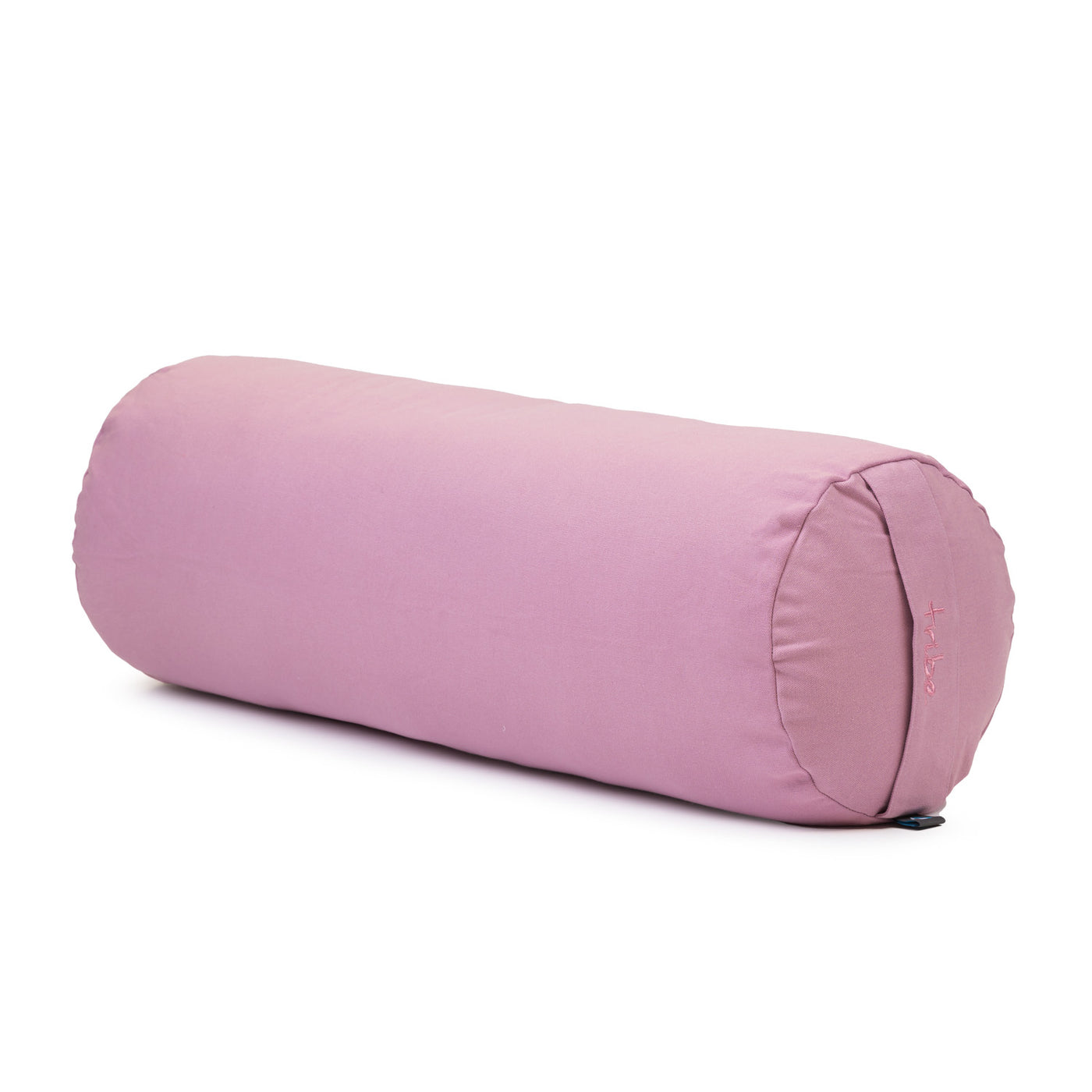 TRIBE Round Bolster - Organic Cotton Cover - Dawn Pink - 45 degrees angle | Eco Yoga Store 