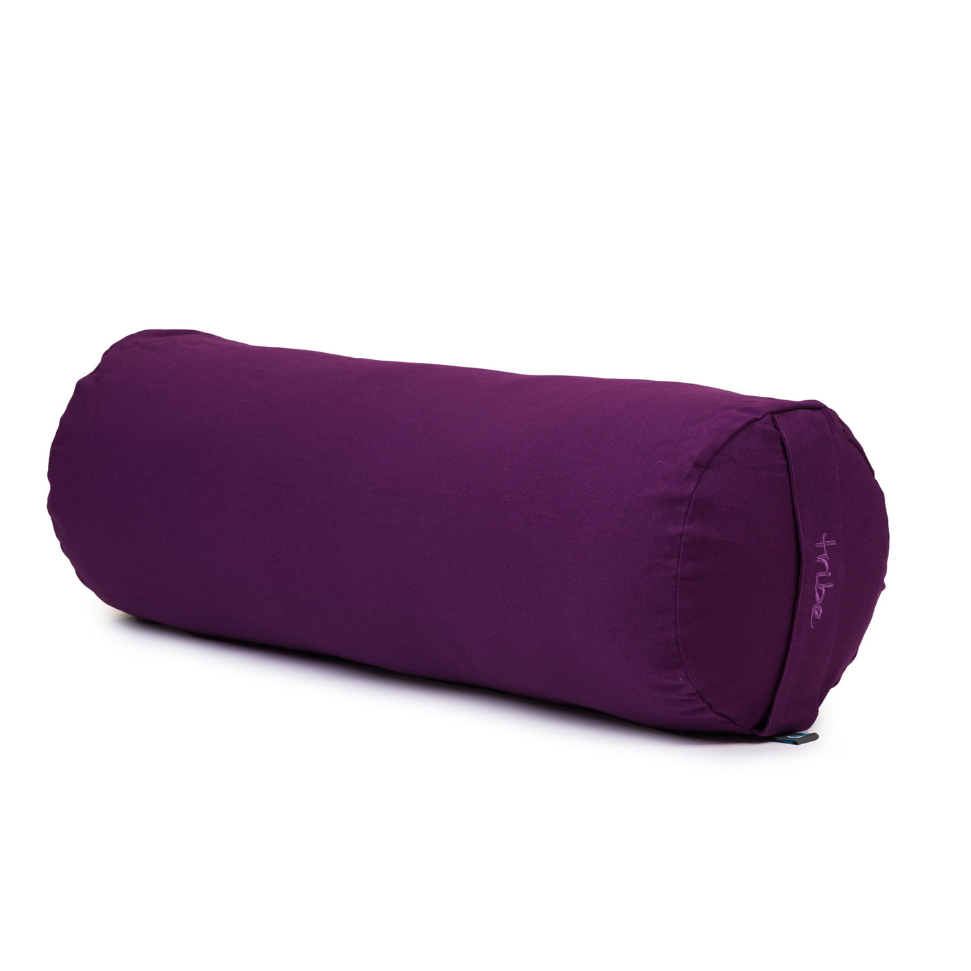 TRIBE Round Bolster - Organic Cotton Cover - Grape - 45 degrees angle | Eco Yoga Store 
