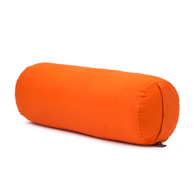 TRIBE Round Bolster - Organic Cotton Cover - Mandarin - 45 degrees angle | Eco Yoga Store 