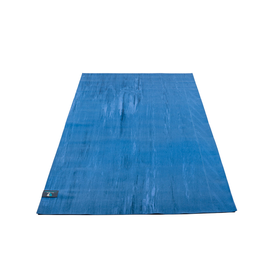 TRIBE Wanderer Travel Yoga Mat - Blue Marbled - lying flat | Eco Yoga Store