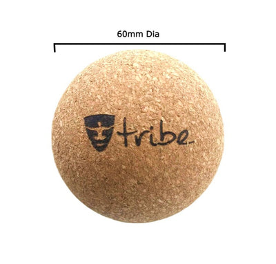 TRIBE Cork Massage Ball - size guide shown | Eco Yoga Store