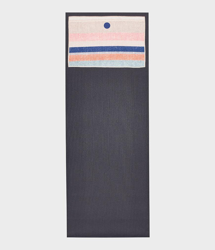 Manduka Yogitoes Hand Towel - Linen Strip - lying flat on top of a yoga mat | Eco Yoga Store