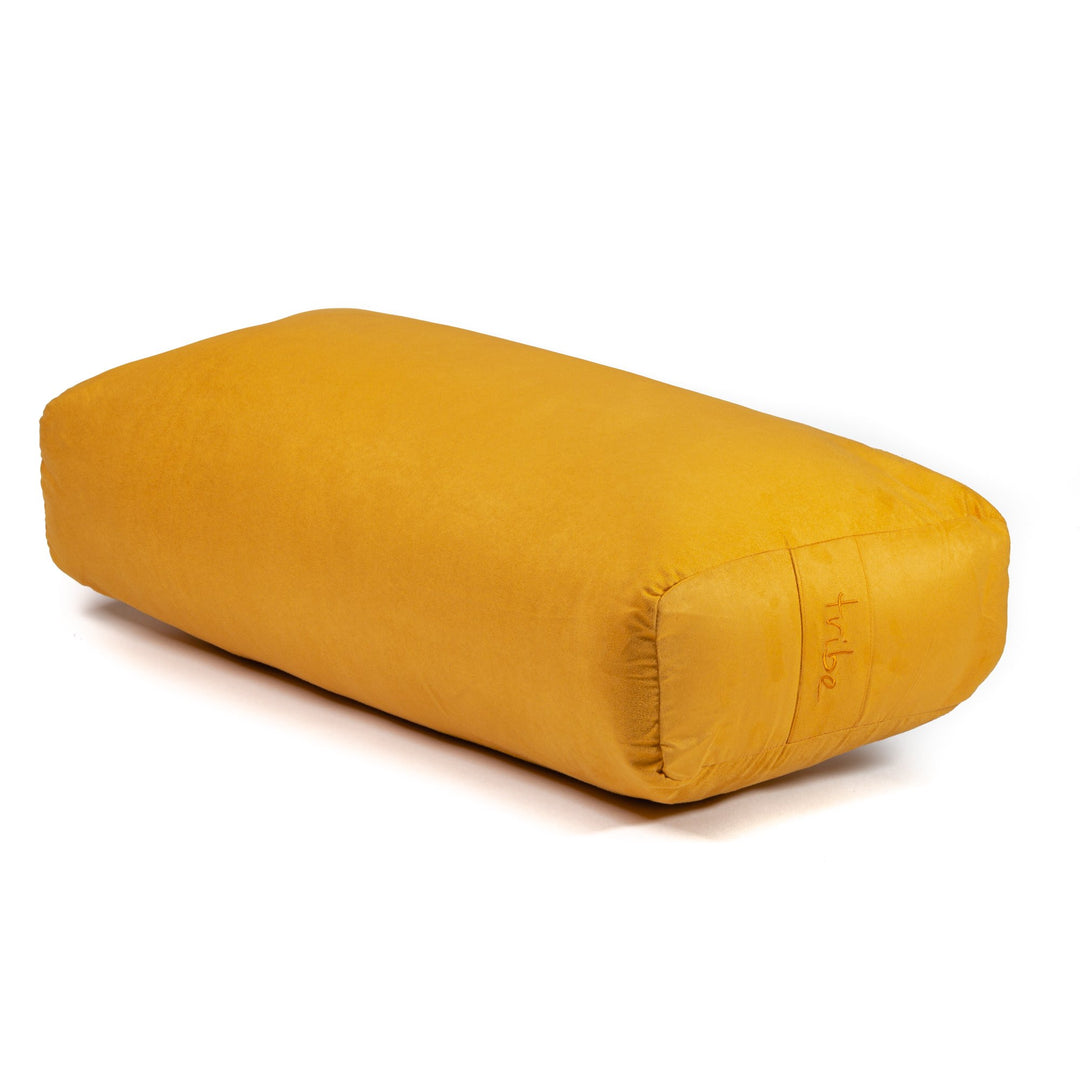 TRIBE Rectangular Bolster - Gold - 45 degrees angle | Eco Yoga Store 