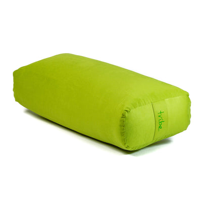 TRIBE Rectangular Bolster - Lime - 45 degrees angle | Eco Yoga Store 