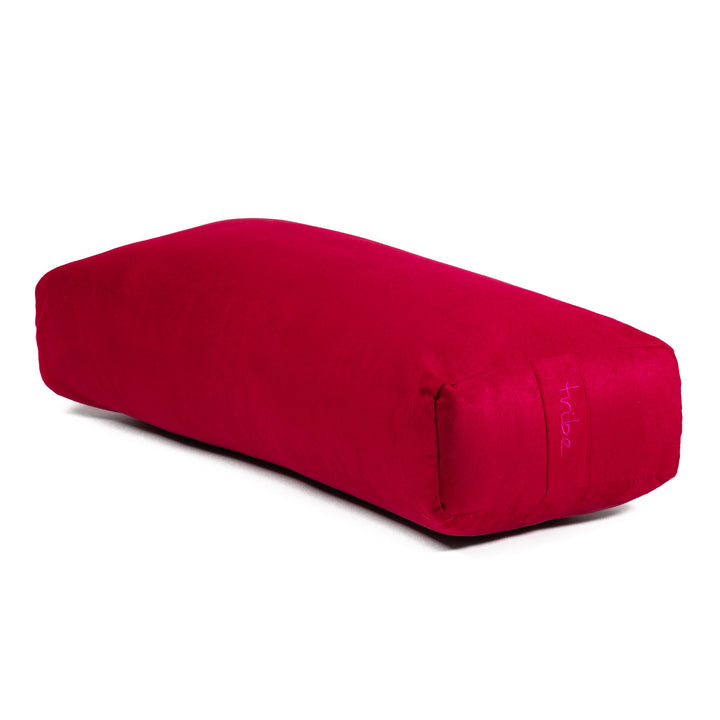 TRIBE Rectangular Bolster - Cherry - 45 degrees angle | Eco Yoga Store 