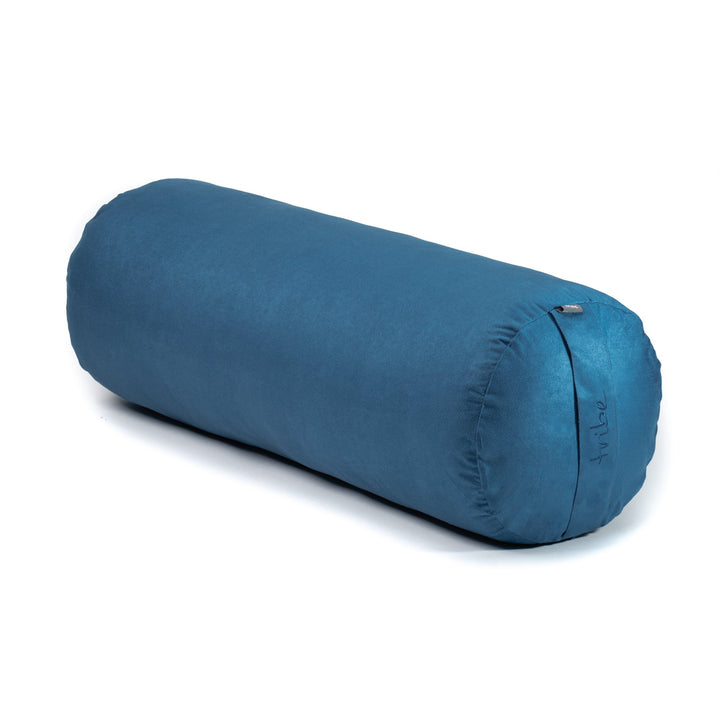 TRIBE Round Bolster - Denim - 45 degrees angle | Eco Yoga Store 