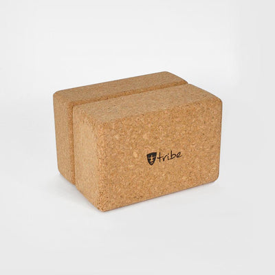 TRIBE Cork Block Standard in packet - two horizontal side by side | Eco Yoga Store