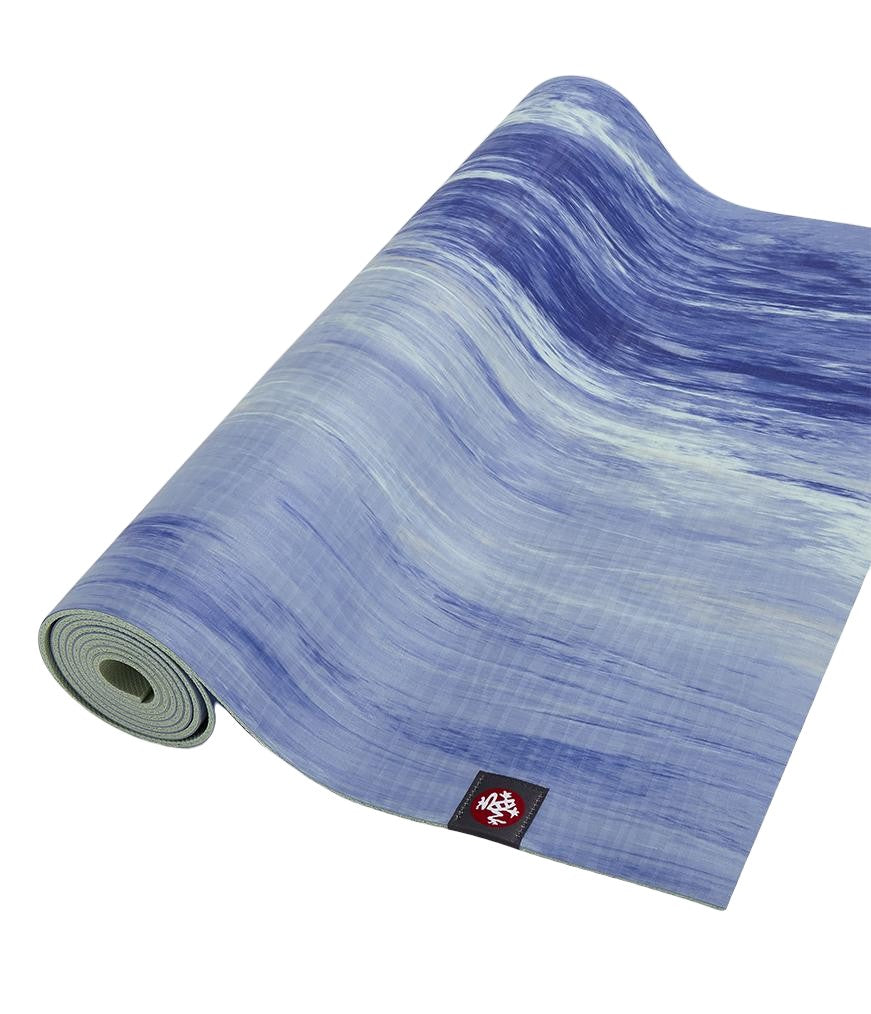 Manduka eKOLite 4mm Yoga Mat - Surf Marbled - part rolled | Eco Yoga Store