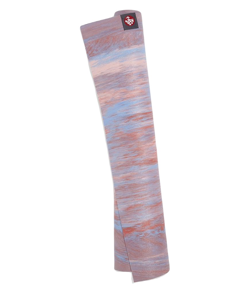 Manduka eKO Superlite 1.5mm Yoga Mat - Deep Coral Marbled - rolled vertical | Eco Yoga Store