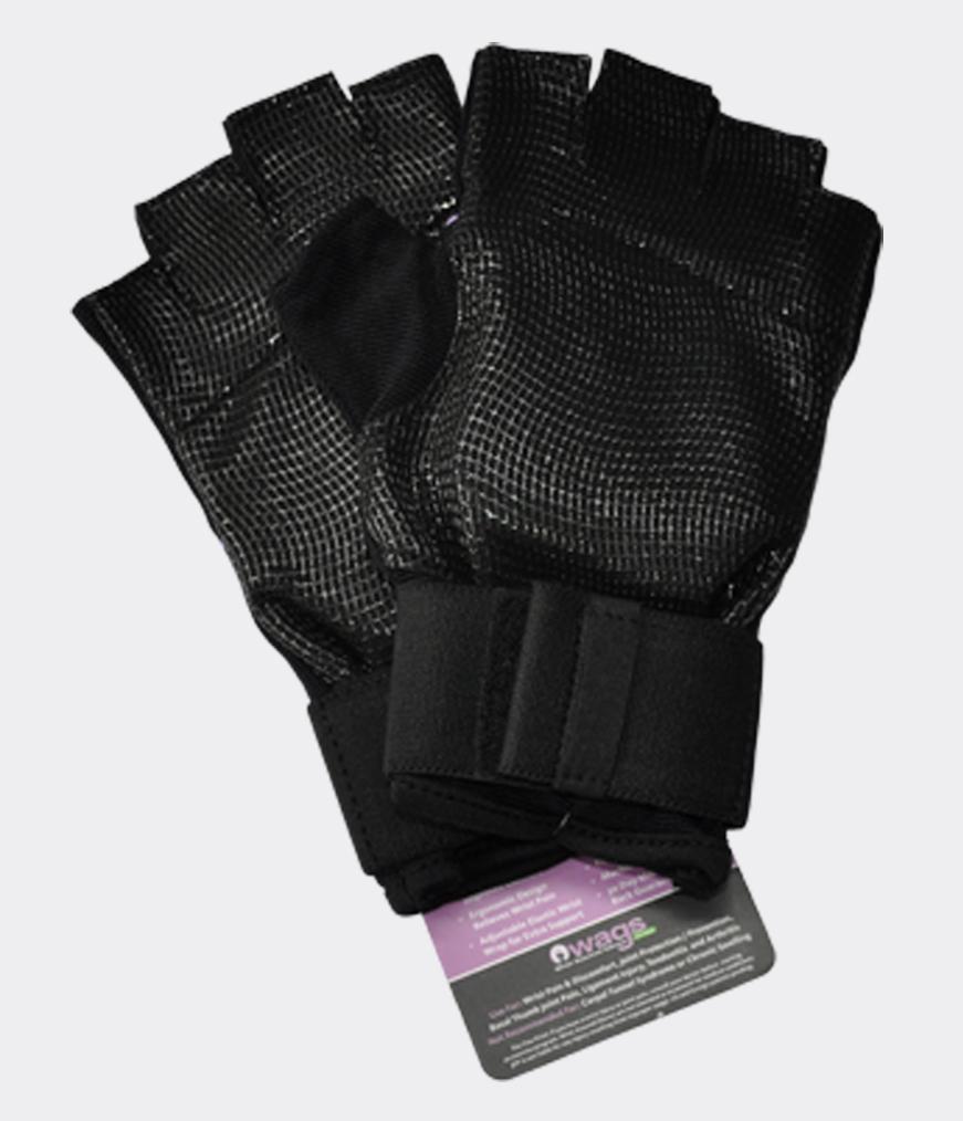 WAGS Wrist Support Gloves - Ultra - Black - palm side | Eco Yoga Store