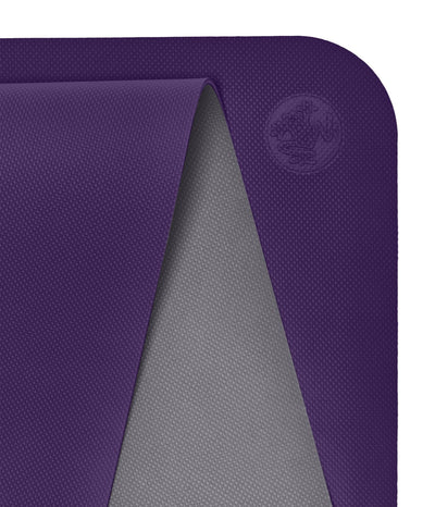 Manduka Begin Mat 5mm Yoga Mat - Magic - top corner loosely rolled showing both sides | Eco Yoga Store