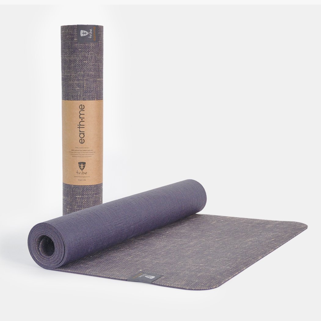 Tribe Earth.Me 4mm Yoga Mat, Amethyst Colour, rolled & partially unrolled | Eco Yoga Store