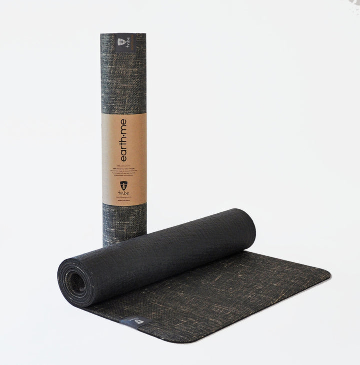 Tribe Earth.Me 4mm Long Yoga Mat - Cosmos - rolled and partially unrolled | Eco Yoga Store