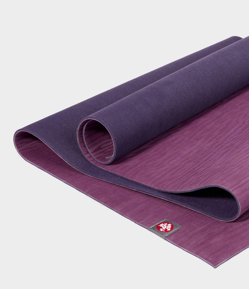 Manduka eKO 6mm Long Yoga Mat - Acai Midnight - part unrolled | Eco Yoga Store