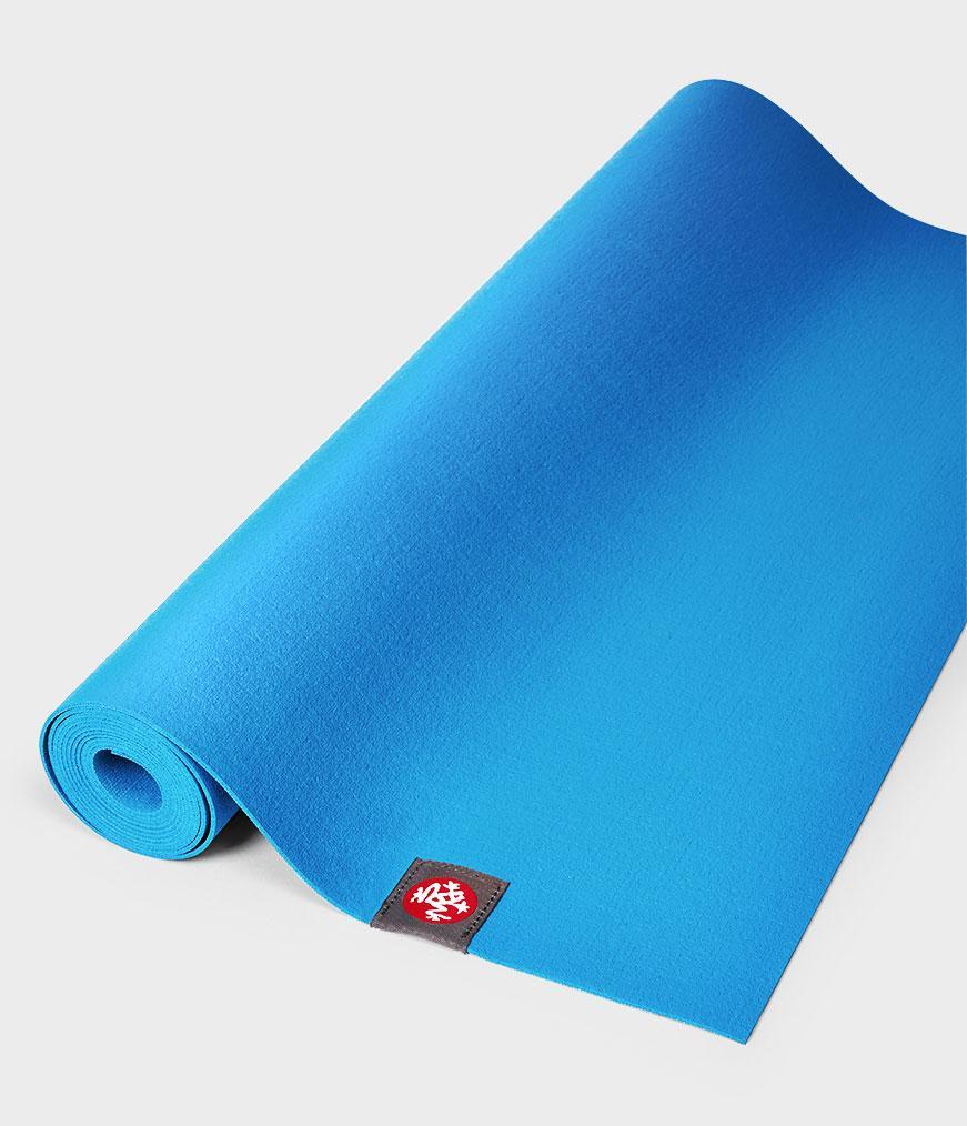 Manduka eKO Superlite 1.5mm Yoga Mat - Dresden Blue - rolled flat | Eco Yoga Store