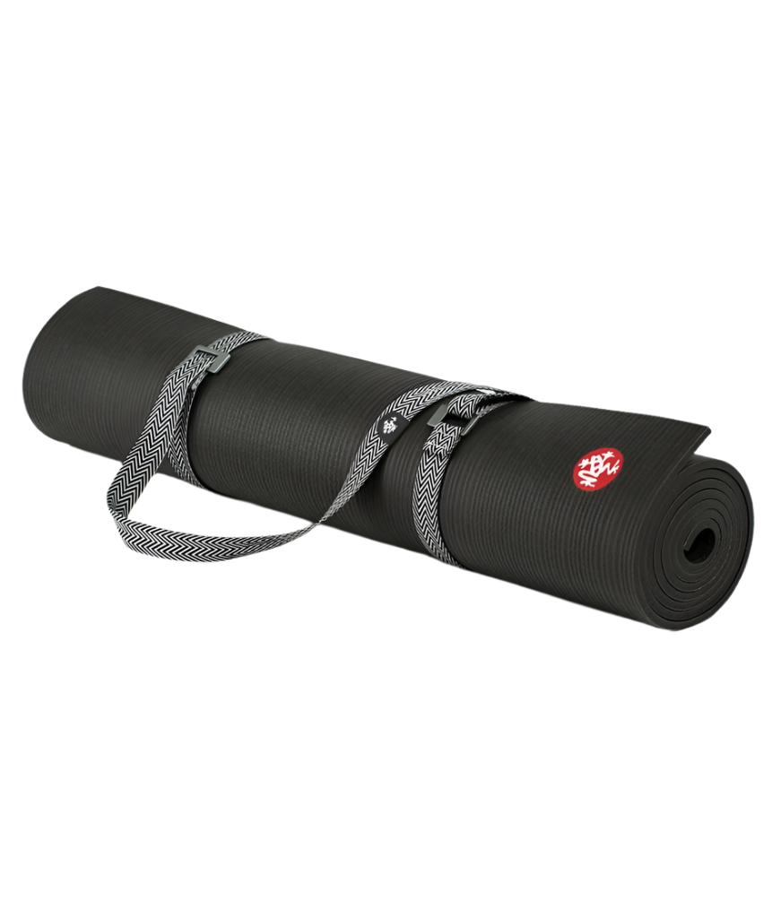 Manduka Go Move Mat Sling - Black - around rolled mat | Eco Yoga Store