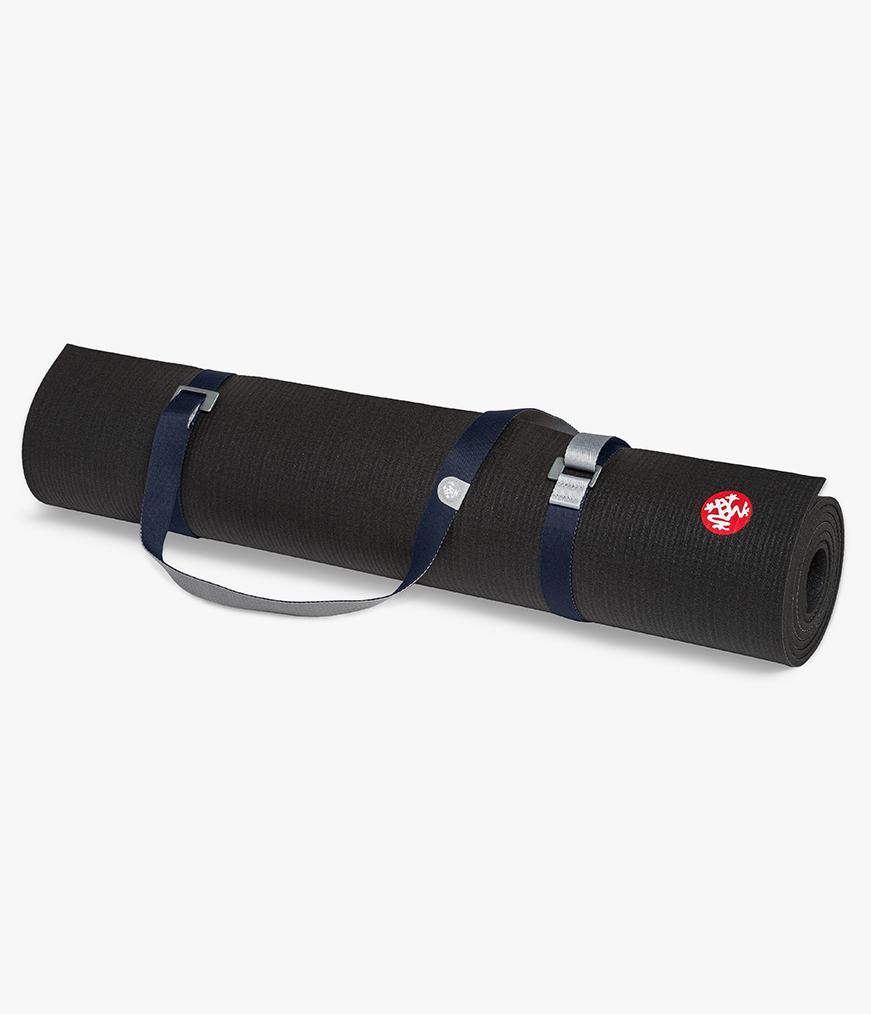 Manduka Go Move Mat Sling - Midnight - around rolled mat | Eco Yoga Store