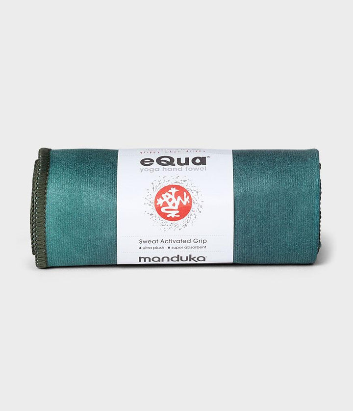 Manduka eQua Hand Towel - Camo Tie Dye Greens - rolled | Eco Yoga Store