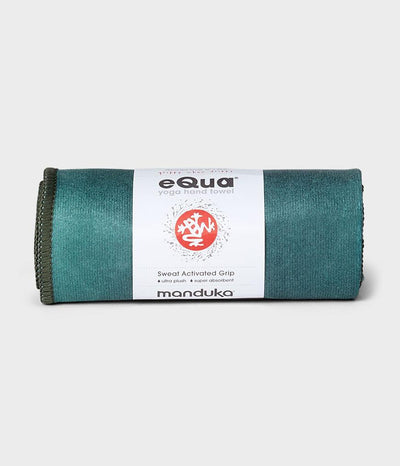 Manduka eQua Hand Towel - Camo Tie Dye Greens - rolled | Eco Yoga Store
