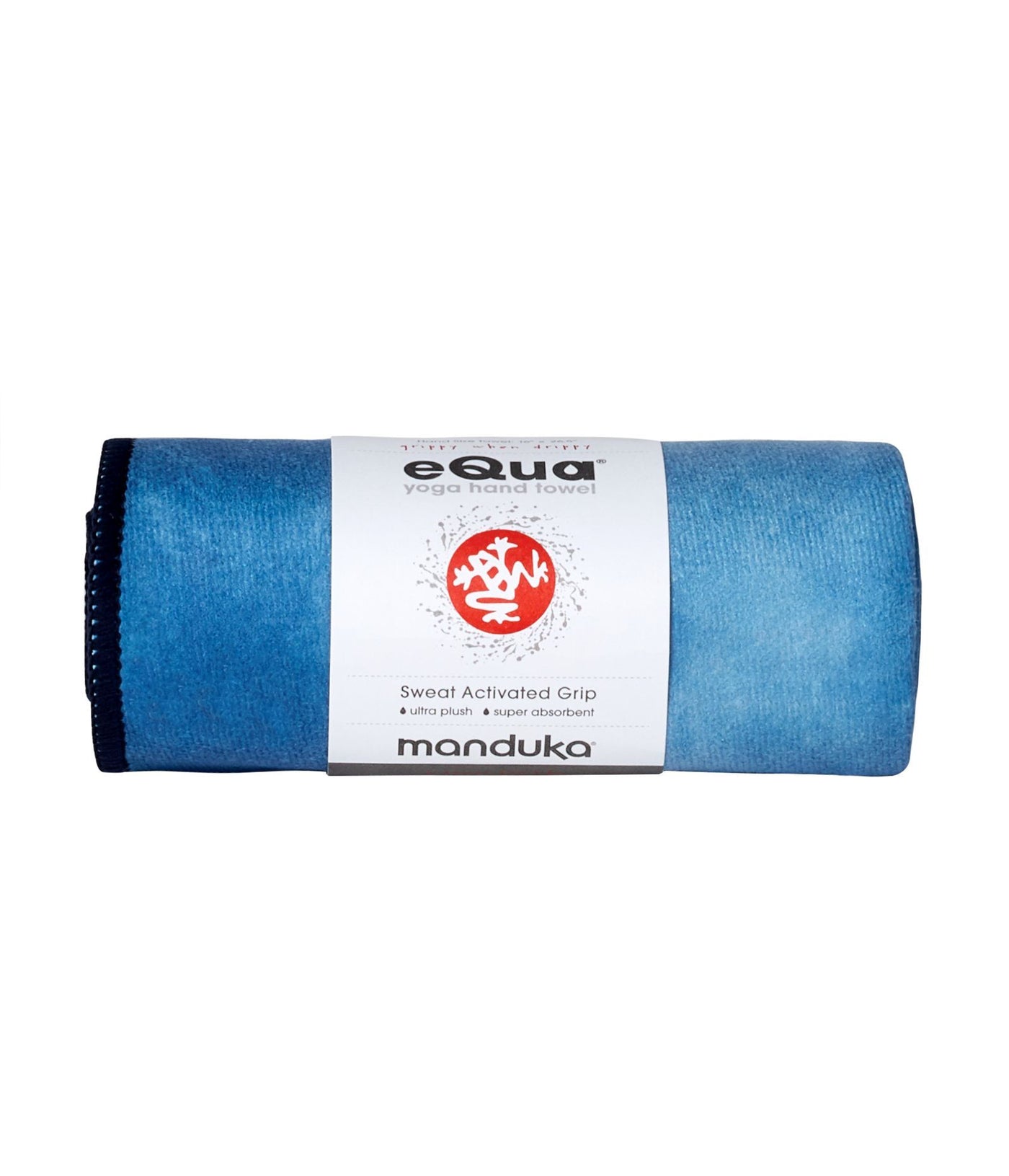 Manduka eQua Hand Towel - Camo Tie Dye Blues - rolled | Eco Yoga Store