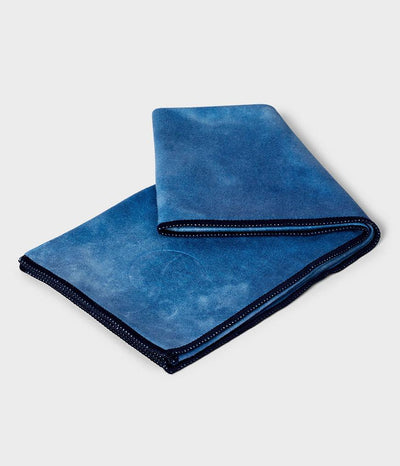 Manduka eQua Hand Towel - Camo Tie Dye Blues - folded | Eco Yoga Store
