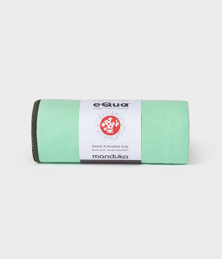 Manduka eQua Hand Towel - Green Ash - rolled | Eco Yoga Store