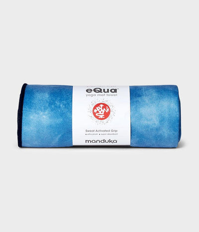 Manduka eQua Mat Towel - Camo Tie Dye Blues - rolled | Eco Yoga Store