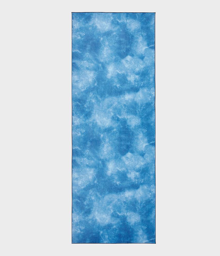 Manduka eQua Mat Towel - Camo Tie Dye Blues - unrolled | Eco Yoga Store