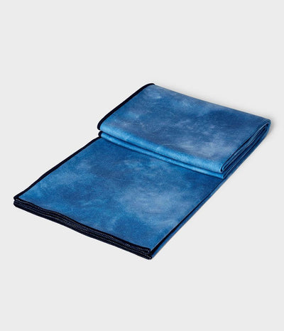 Manduka eQua Mat Towel - Camo Tie Dye Blues - folded | Eco Yoga Store