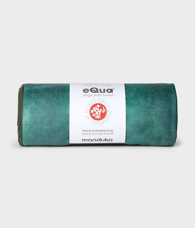 Manduka eQua Mat Towel - Camo Tie Dye Greens - rolled | Eco Yoga Store