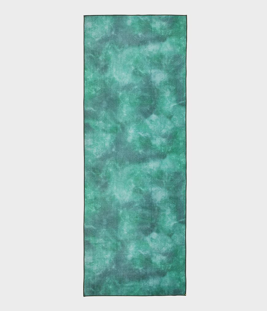 Manduka eQua Mat Towel - Camo Tie Dye Greens - unrolled | Eco Yoga Store
