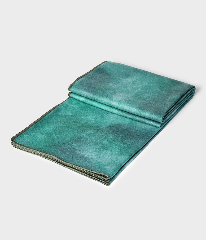 Manduka eQua Mat Towel - Camo Tie Dye Greens - folded | Eco Yoga Store