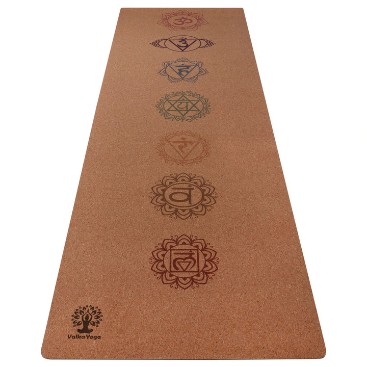 Valka Chakra Cork 4mm Yoga Mat - 45 degree angle | Eco Yoga Store