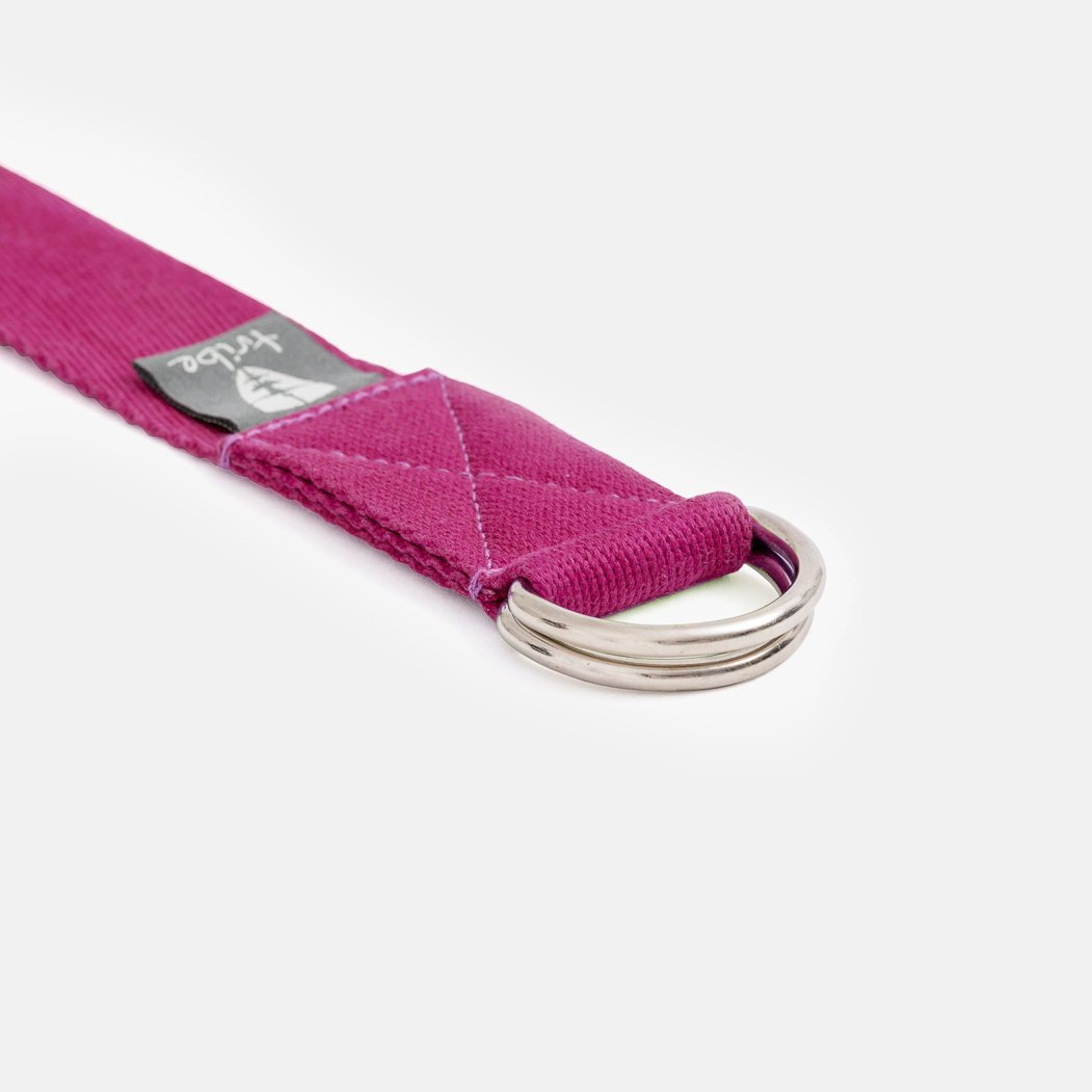 TRIBE Cotton Strap - Fushia - close-up of D rings | Eco Yoga Store