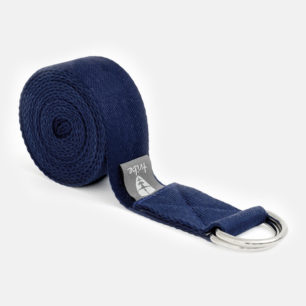 TRIBE Cotton Strap - Navy - rolled | Eco Yoga Store
