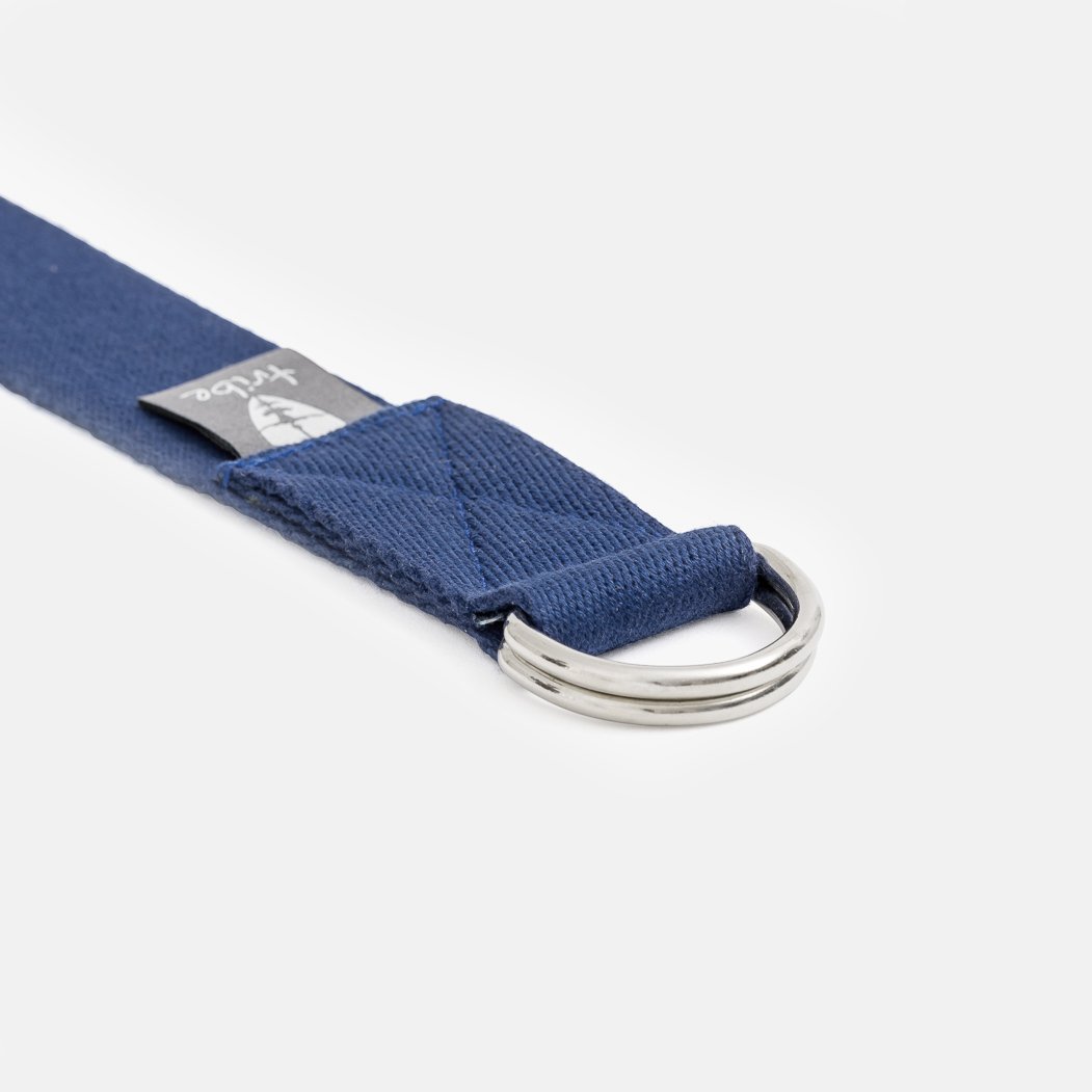 TRIBE Cotton Strap - Navy - close-up of D rings | Eco Yoga Store