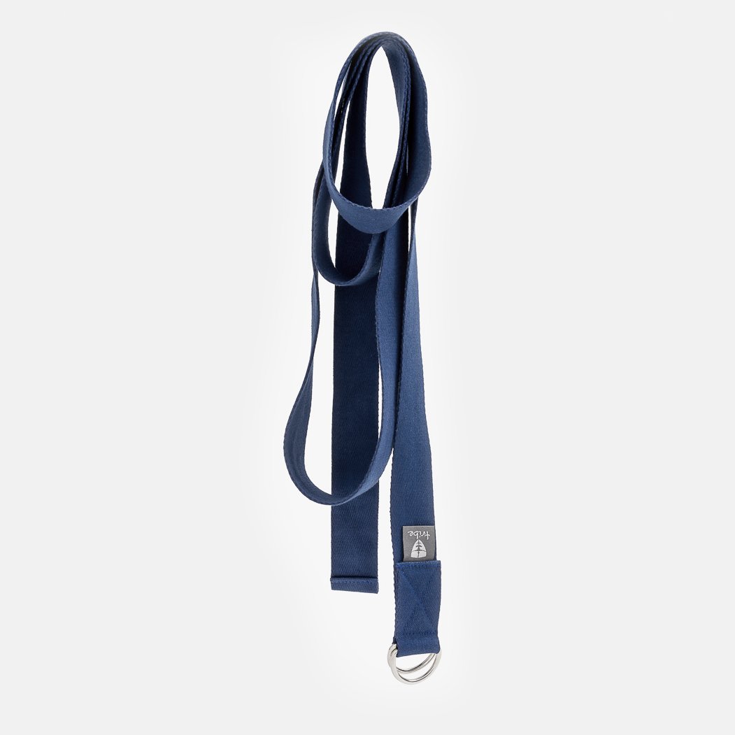 TRIBE Cotton Strap - Navy - unfurled | Eco Yoga Store