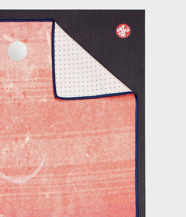 Manduka Yogitoes Mat Towel - Gradient Moon - lying flat, corner folded over | Eco Yoga Store